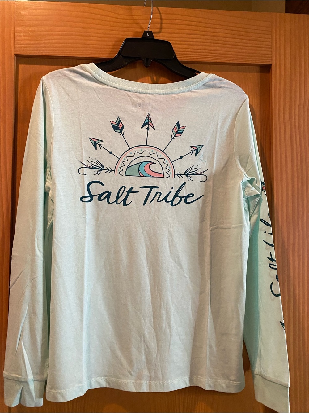 Salt Life Women’s Light Teal Scoop Neck Salt Tribe L/ S T-Shirt NWT S